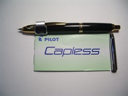Ручка перьевая PILOT "CAPLESS", черный корпус, золотое перо 14К размера FINE, автоматическая - фото 4485