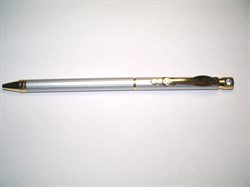 Шариковая ручка JINGRIN 062i, серебристая с золотым клипом - фото 5726