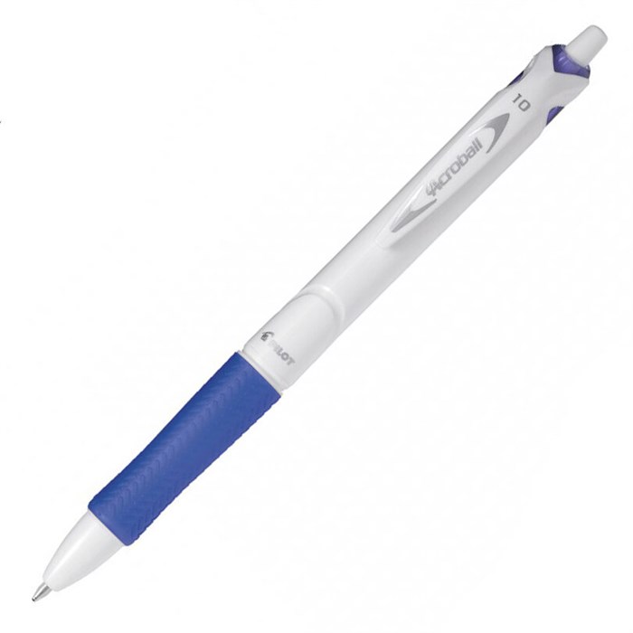 Ручка PILOT Acroball 15M  (1.0 мм), шариковая автоматическая, синие чернила, грип, белый корпус - фото 5915