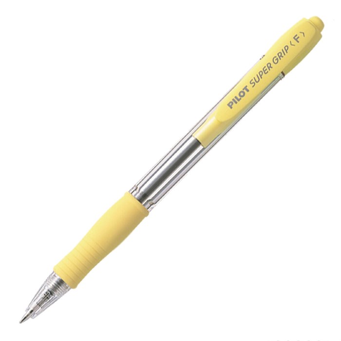 Ручка PILOT Super Grip F  (0.7 мм),  шариковая автоматическая, синие чернила, грип, желтый корпус - фото 5950