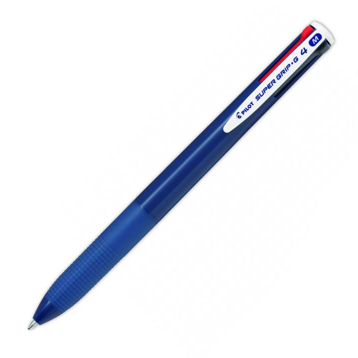 Ручка PILOT Super Grip G - 4  M  (1.0 мм),  шариковая, 4-х цветная, грип, синий корпус 00-00020665 - фото 5988