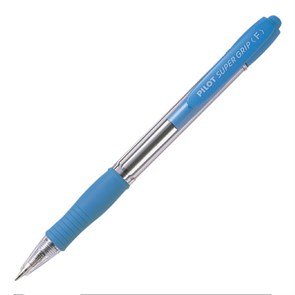 Ручка PILOT Super Grip F  (0.7 мм)  шариковая автоматическая, синие чернила, грип, голубой корпус